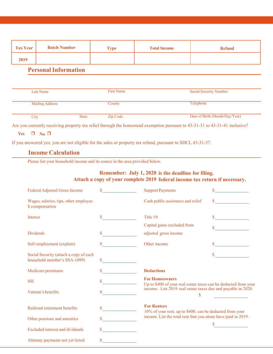 Sales or Property Tax Refund for Senior Citizens  Citizens With Disabilities - South Dakota, Page 3