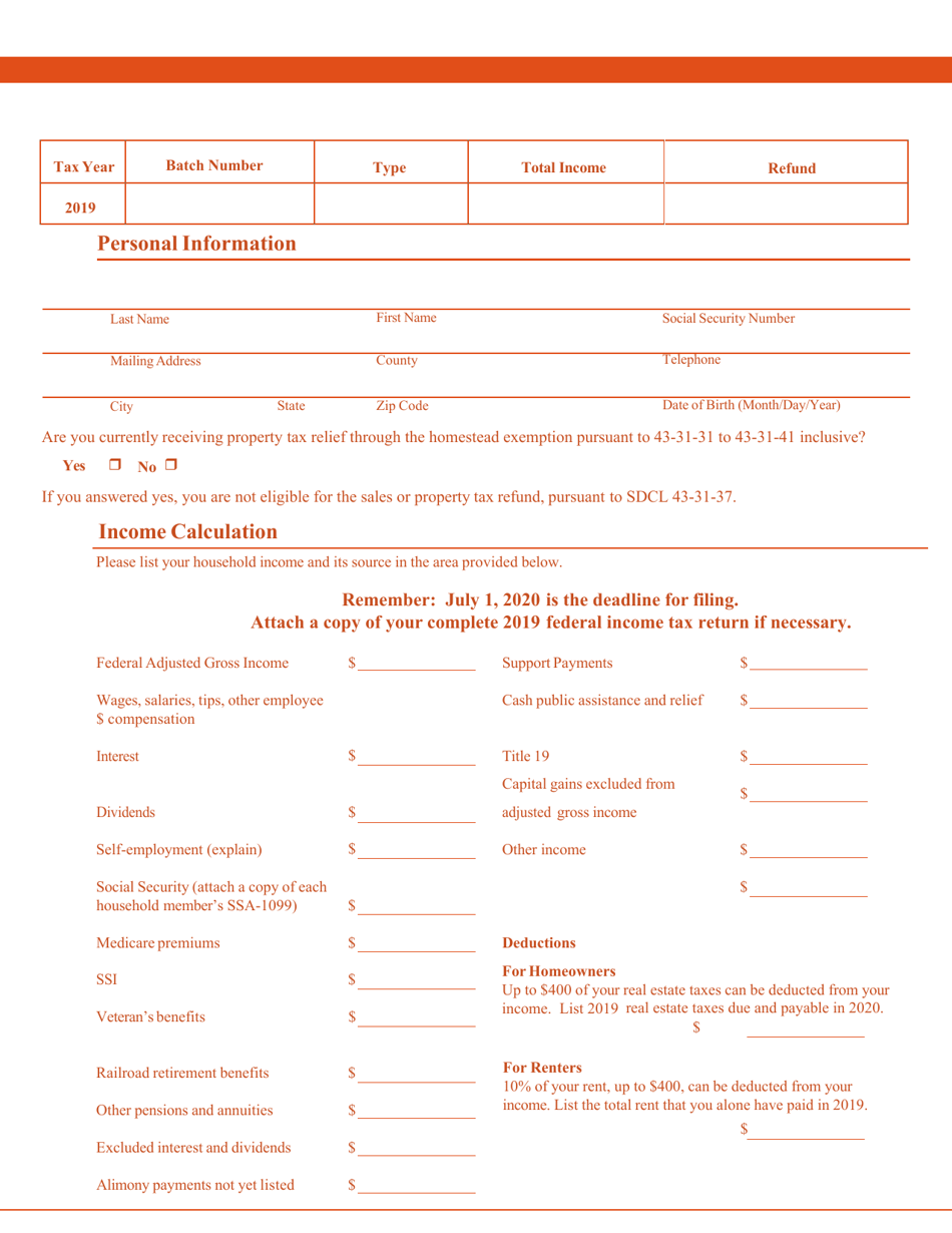 Sales or Property Tax Refund for Senior Citizens  Citizens With Disabilities - South Dakota, Page 5