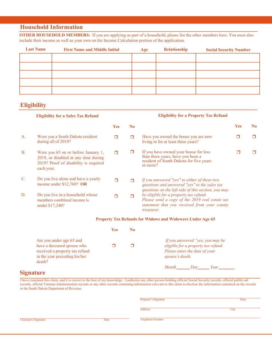 Sales or Property Tax Refund for Senior Citizens  Citizens With Disabilities - South Dakota, Page 6
