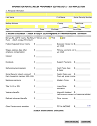 SD Form 1295 (PT38A) Application for Property Tax Reduction From Municipal Taxes for the Elderly and Disabled - South Dakota, Page 3