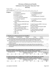 Form BH-11A Substance Use Disorder Outcome Tool - Initial - South Dakota