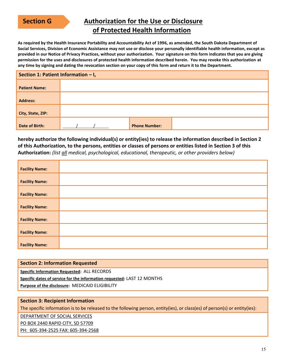 Form DSS-EA-249 Disabled Childrens Program Application - South Dakota, Page 15