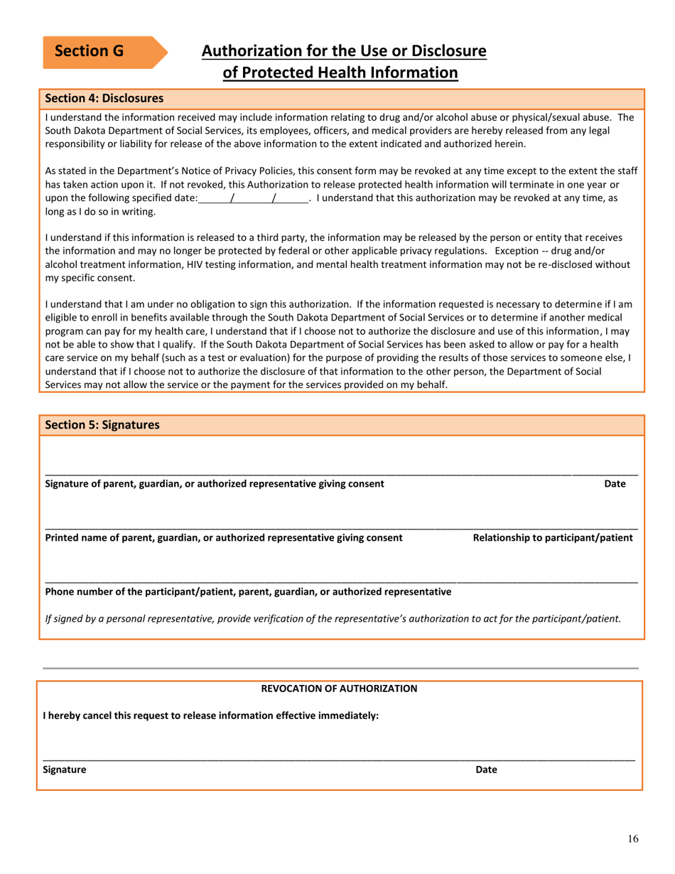Form DSS-EA-249 Disabled Childrens Program Application - South Dakota, Page 16