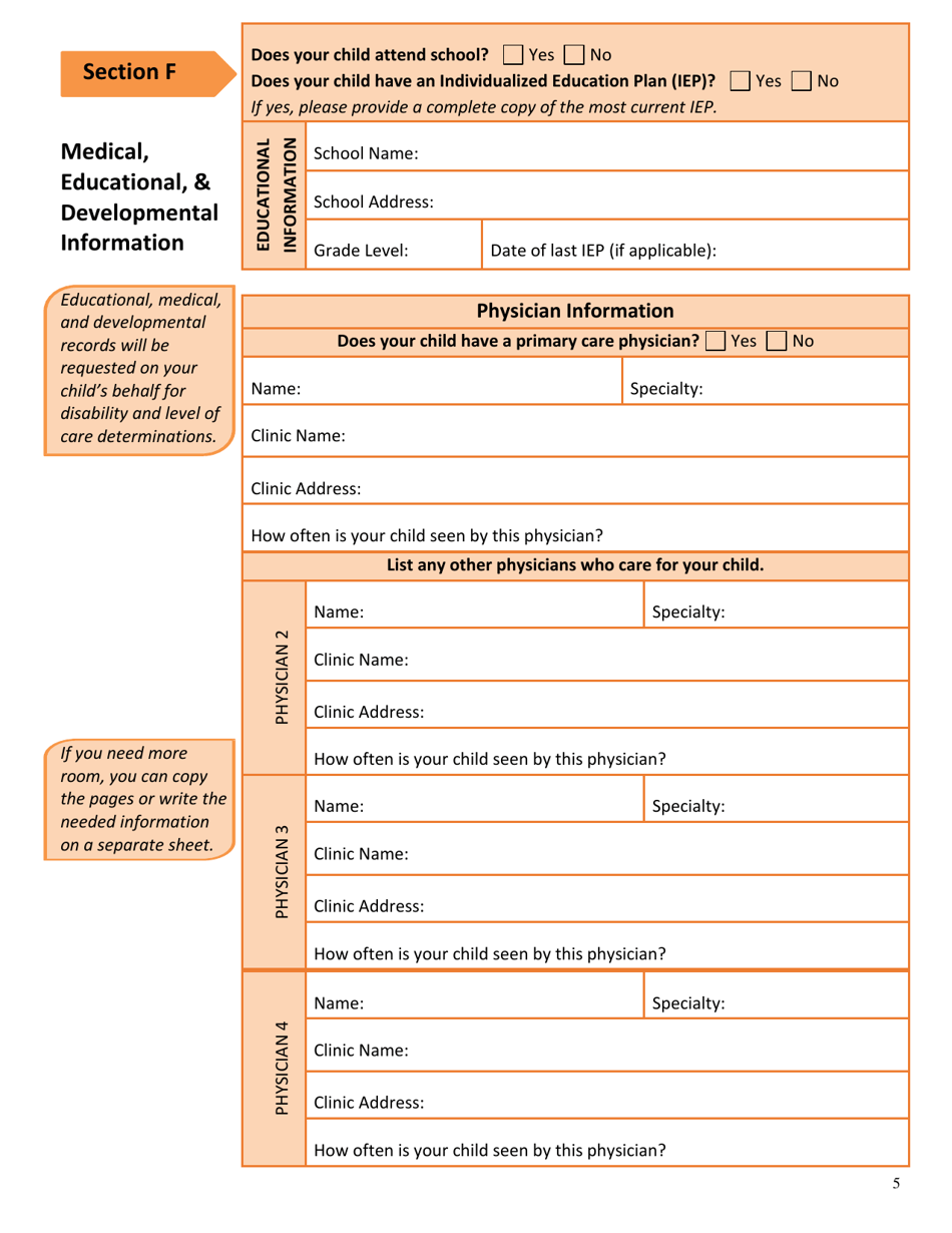 Form DSS-EA-249 Disabled Childrens Program Application - South Dakota, Page 5