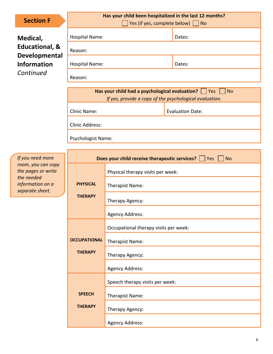 Form DSS-EA-249 Disabled Childrens Program Application - South Dakota, Page 6