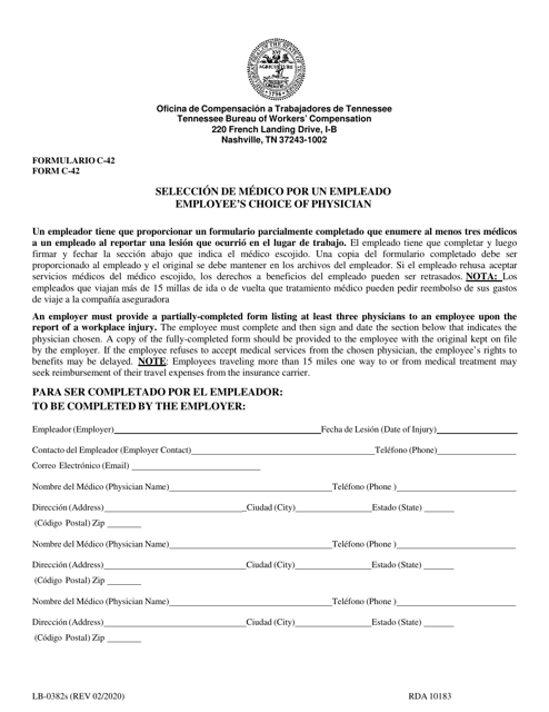 Form C-42 (LB-0382S) Employee's Choice of Physician - Tennessee (English/Spanish)