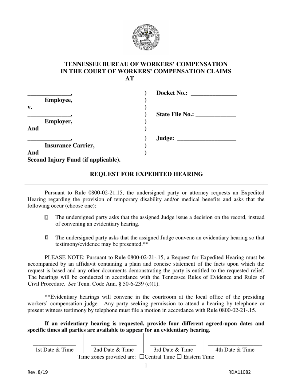 Request for Expedited Hearing - Tennessee, Page 1