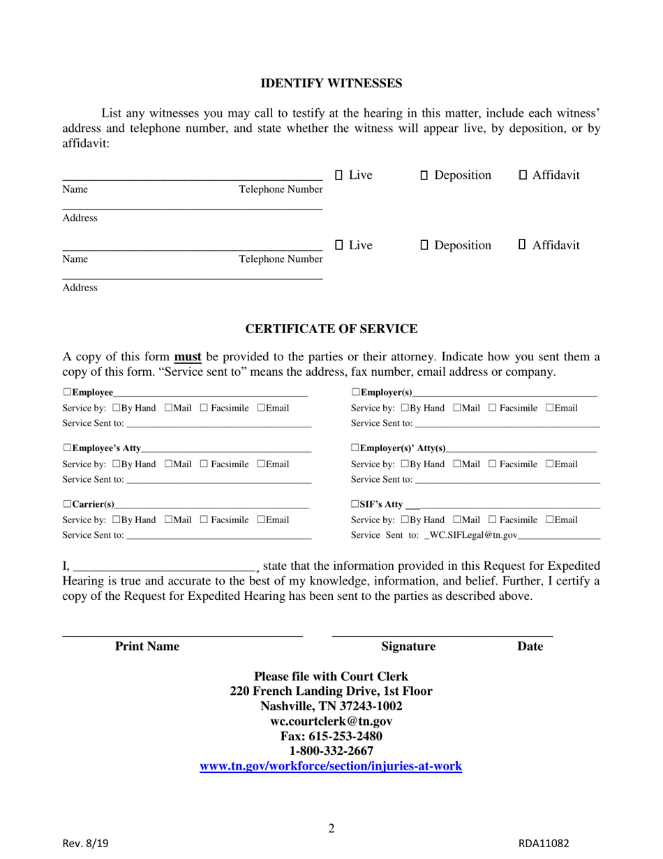 Request for Expedited Hearing - Tennessee, Page 2