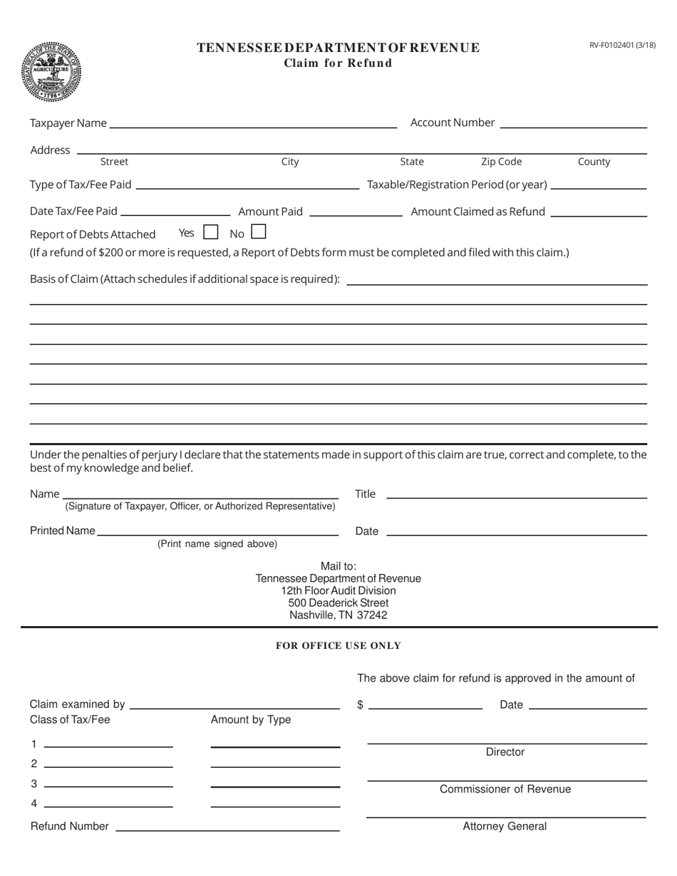 Form RV-F0102401 - Fill Out, Sign Online and Download Printable PDF ...