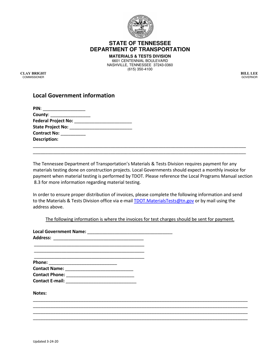 Local Government Information - Tennessee, Page 1