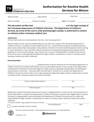 Form CS-0206 &quot;Authorization for Routine Health Services for Minors&quot; - Tennessee