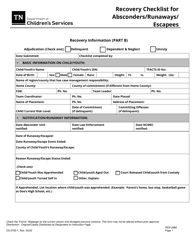 Document preview: Form CS-0705-1 Recovery Checklist for Absconders/Runaways/Escapees - Tennessee