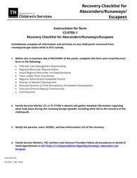 Form CS-0705-1 Recovery Checklist for Absconders/Runaways/Escapees - Tennessee, Page 3