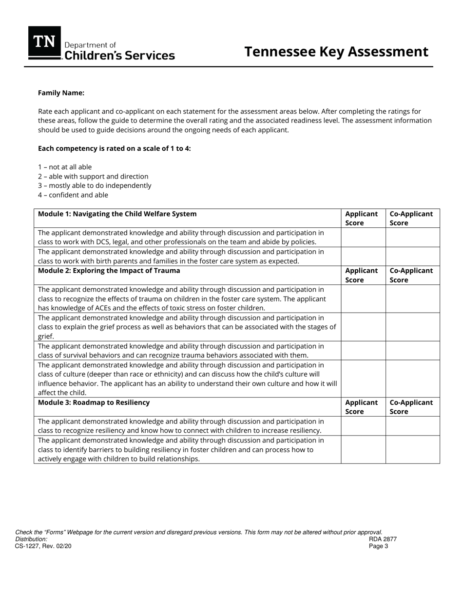 Form CS-1227 Tennessee Key Assessment - Tennessee, Page 3