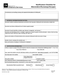 Form CS-0705 Notification Checklist for Absconders/Runaways/Escapees - Tennessee, Page 2