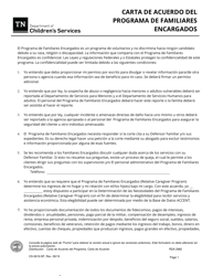 Document preview: Formulario CS-0619-SP Carta De Acuerdo Del Programa De Familiares Encargados - Tennessee (Spanish)