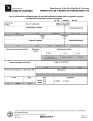 Formulario CS-0691 Informacion De La Tarjeta De Huellas Dactilares - Tennessee (Spanish)