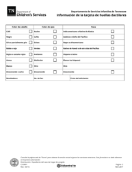 Formulario CS-0691 Informacion De La Tarjeta De Huellas Dactilares - Tennessee (Spanish), Page 2