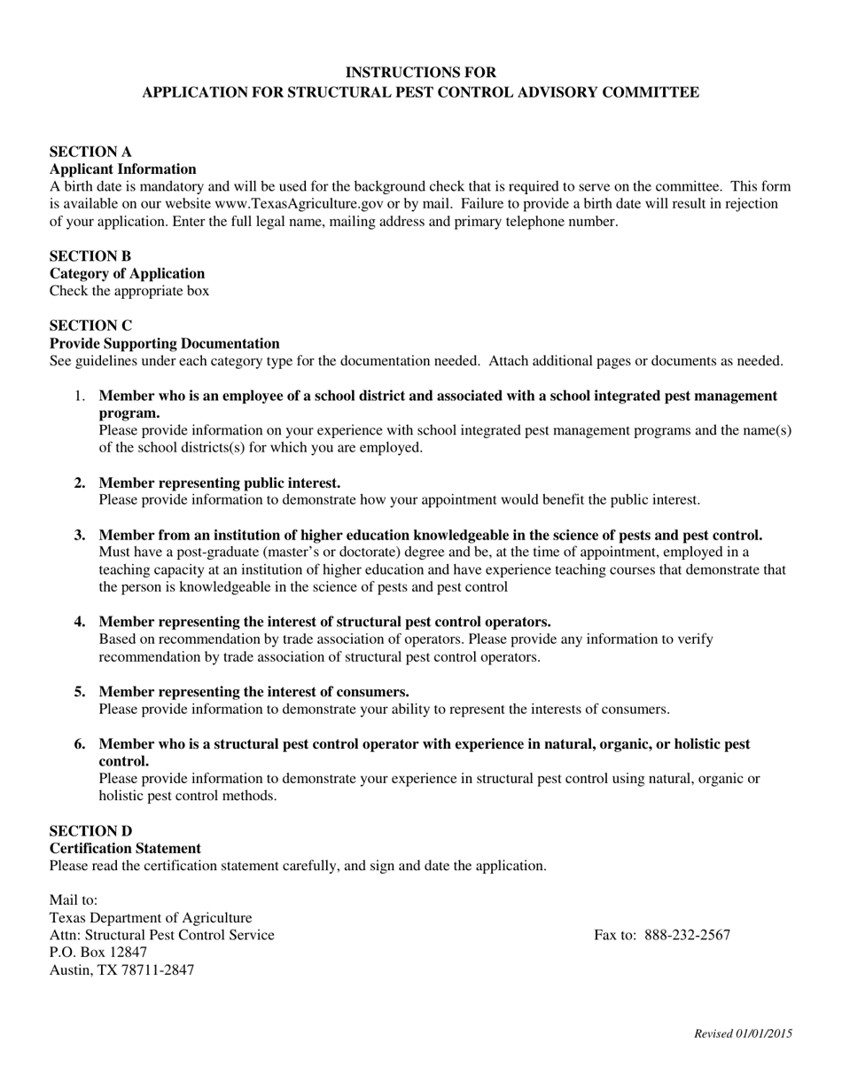 Form SPA-421 Application for Structural Pest Control Advisory Committee - Texas, Page 3