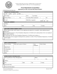 Document preview: Application for State Seed and Plant Board Member - Texas