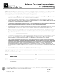 Form CS-0619 &quot;Relative Caregiver Program Letter of Understanding&quot; - Tennessee