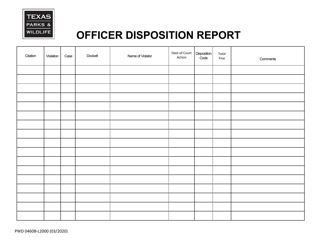 Document preview: Form PWD-460B Officer Disposition Report - Texas