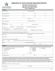 Form 1899 Application for Texas Intrastate Operating Authority - Texas, Page 2