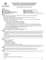 Form 1899H Application for Texas Intrastate Household Goods Operating Authority - Texas