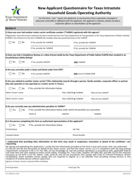 Form 1899H Application for Texas Intrastate Household Goods Operating Authority - Texas, Page 5