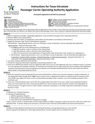 Form 1899B Application for Texas Intrastate Passenger Carrier Operating Authority - Texas
