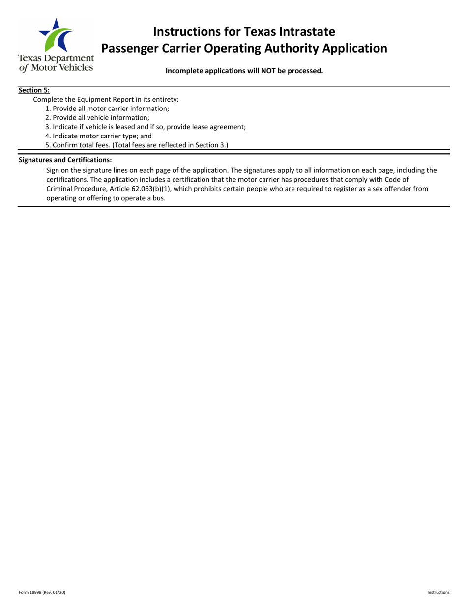 Form 1899B Download Fillable PDF Or Fill Online Application For Texas ...