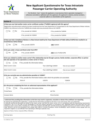 Form 1899B Application for Texas Intrastate Passenger Carrier Operating Authority - Texas, Page 5