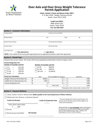 Form 1751 Over Axle and Over Gross Weight Tolerance Permit Application - Texas, Page 2