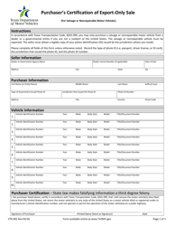 Document preview: Form VTR-901 Purchaser's Certification of Export-Only Sale - Texas
