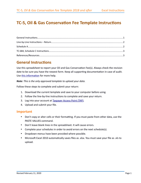 Instructions for Form TC-5, TC-684 - Utah
