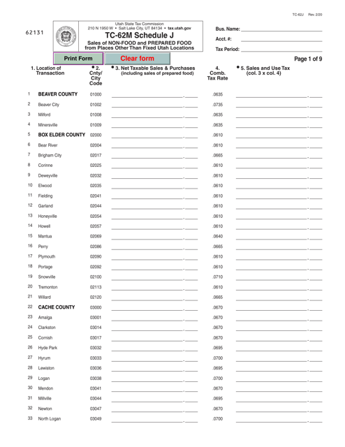 Form TC-62M Schedule J  Printable Pdf