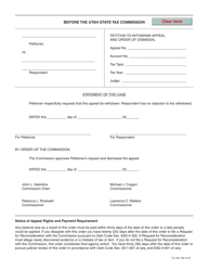 Document preview: Form TC-105 Petition to Withdraw Appeal and Order of Dismissal - Utah