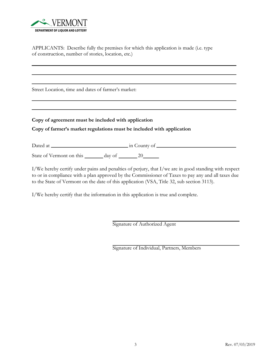 Vermont Manufacturers Farmers Market License - Vermont, Page 3