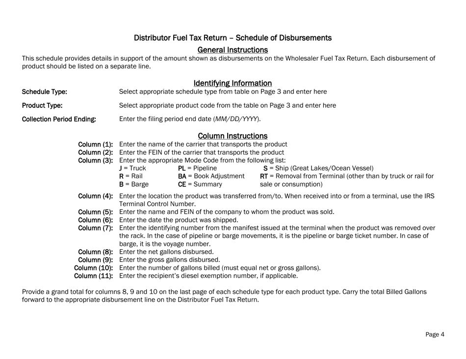 Instructions for Form CVO-102 Distributor Fuel Tax Return - Vermont, Page 4