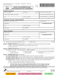 VT Form E2A &quot;Estate Tax Information and Application for Tax Clearances&quot; - Vermont