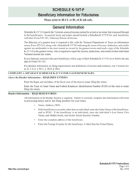 Document preview: Instructions for Schedule K-1VT-F Vermont Beneficiary Information for Fiduciaries - Vermont
