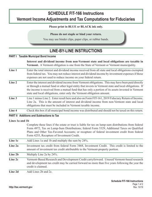 Schedule FIT-166  Printable Pdf