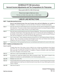 Instructions for Schedule FIT-166 Vermont Income Adjustments and Tax Computations for Fiduciaries - Vermont
