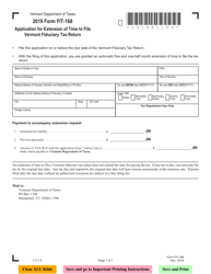 Document preview: Form FIT-168 Application for Extension of Time to File Vermont Fiduciary Tax Return - Vermont