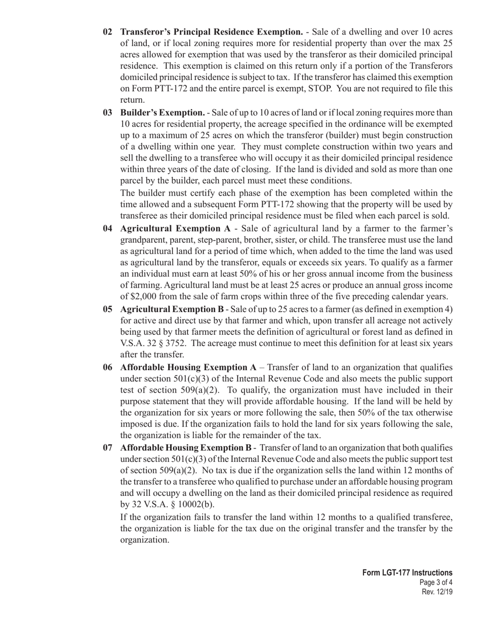Download Instructions for VT Form LGT177 Vermont Land Gains