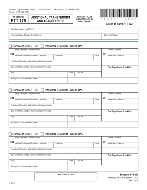 Schedule PTT-175  Printable Pdf