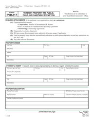VT Form PVR-317 Vermont Property Tax Public, Pious, or Charitable Exemption - Vermont, Page 3