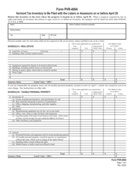 Form PVR-4004 Vermont Tax Inventory to Be Filed With the Listers or Assessors on or Before April 20 - Vermont