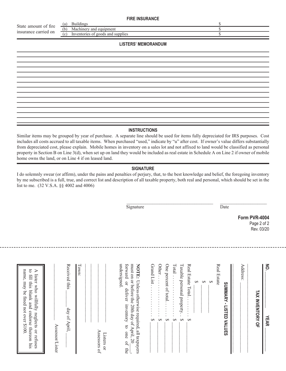 Form Pvr 4004 Fill Out Sign Online And Download Printable Pdf Vermont Templateroller 2765