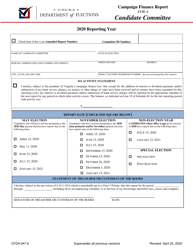 Form CFDA-947.6 &quot;Campaign Finance Report for a Candidate Committee&quot; - Virginia, 2020
